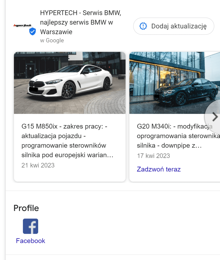 Profil Firmowy w Google - Hypertech Serwis BMW
