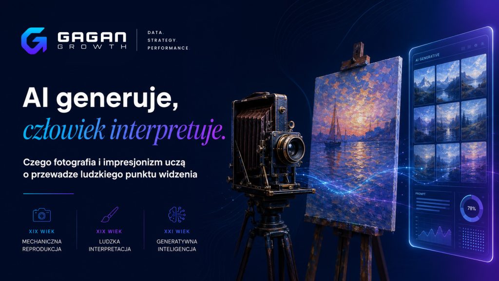 AI a kreatywność człowieka, AI a artyści, fotografia a impresjonizm, czy AI zastąpi twórców, ludzki punkt widzenia, human touch w marketingu, wartość ludzkiego doświadczenia, wiedza niejawna, Michael Polanyi, Albert Bandura uczenie społeczne, AI i oryginalność, AI a content marketing, jak tworzyć wartościowe treści w erze AI, marka w erze AI, autorstwo a wartość sztuki